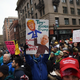 Protesters wait to get to the National Mall for the inauguration of Donald Trump in Washington, D.C., on Jan. 20, 2017. (Jewel Samad/AFP/Getty Images)